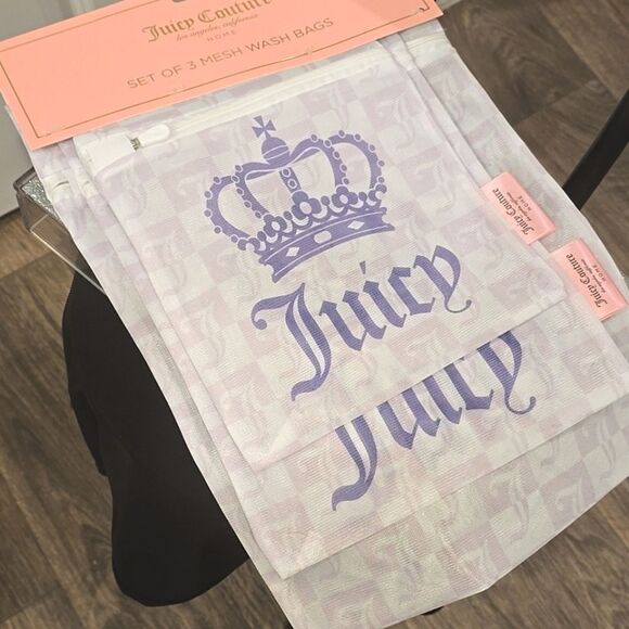 Juicy Couture J Crown Logo Set if 3 Mesh Wash Bags - Picture 5 of 7